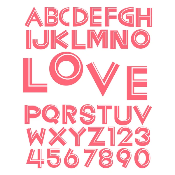 アルファベットの字体とバレンタインの番号 — ストックベクタ