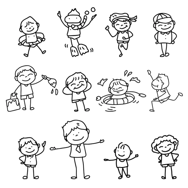 Hand drawing cartoon happy kids — Stock Vector