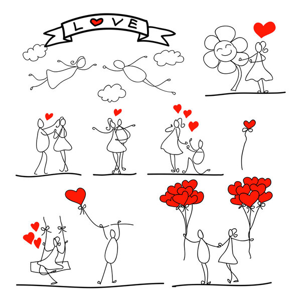 cartoon hand-drawn abstract love character