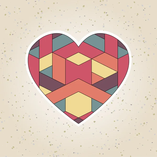 抽象的なバレンタインデーのレトロな幾何学模様 — ストックベクタ
