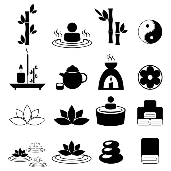 Conjunto de iconos de spa y masaje — Vector de stock