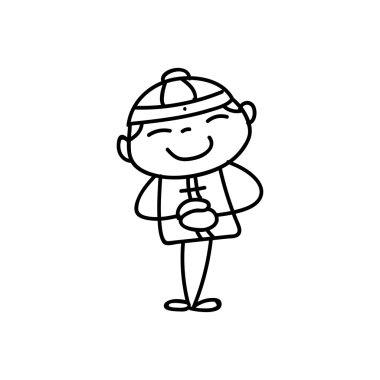 Çin yeni yılı çizgi film karakteri çizim el