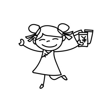 Çin yeni yılı çizgi film karakteri çizim el