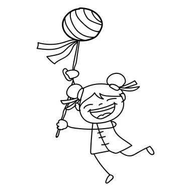 Çin yeni yılı çizgi film karakteri çizim el