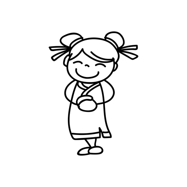 Hand drawing Chinese New Year cartoon character — Stock Vector