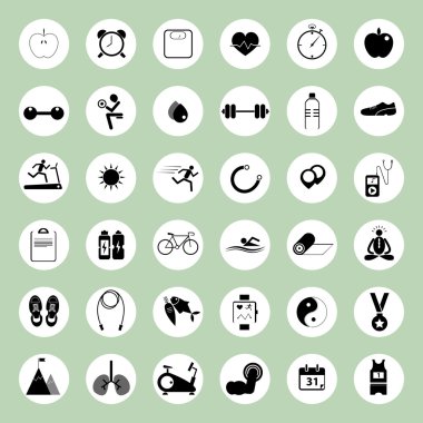 web tasarımı için sağlık ve fitness Icons set