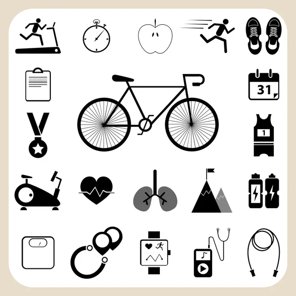 Conjunto de iconos de salud y fitness para el diseño web — Archivo Imágenes Vectoriales