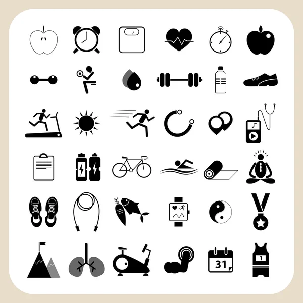 Gezondheid en fitness pictogrammen instellen voor webdesign — Stockvector