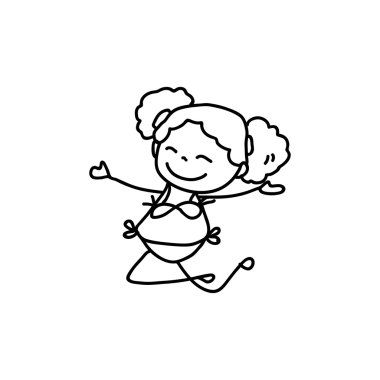 El çizimi çizgi film karakteri mutlu çocuklar 