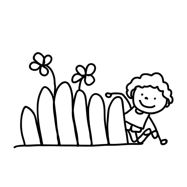 Hand drawing cartoon character happy kids — Stock Vector