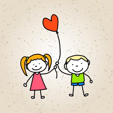 El çizimi mutlu çocuklar oyun oynuyor.