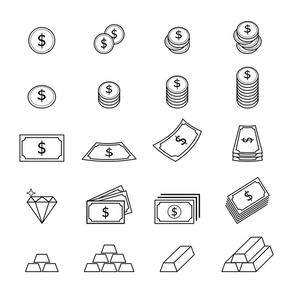 Set of financial line icons — Stock Vector