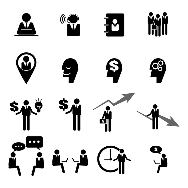 Conjunto de iconos empresariales, de gestión y de recursos humanos — Vector de stock