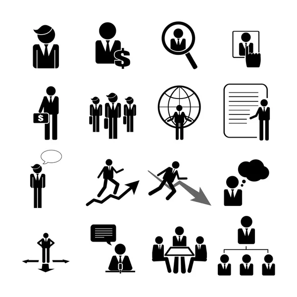 Business, management and human resource icons set — Stock Vector