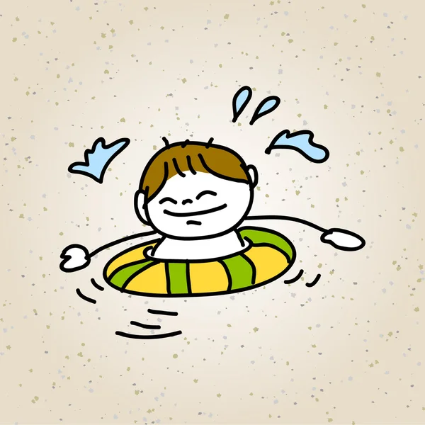 Happy kid simning — Stock vektor