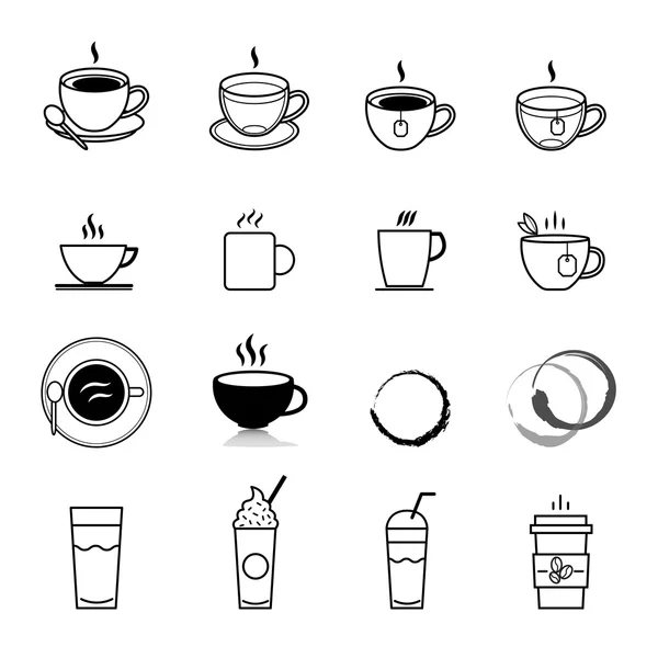 Coffee and tea icons set — Stock Vector