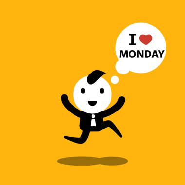 Businessman and officer 'I love Monday' illustration