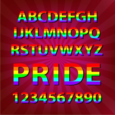 Colorful alphabet celebrate pride typography