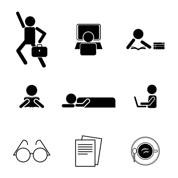 Daily routine life icons set — Διανυσματικό Αρχείο