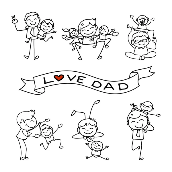 Mano dibujo dibujos animados amor papá — Vector de stock