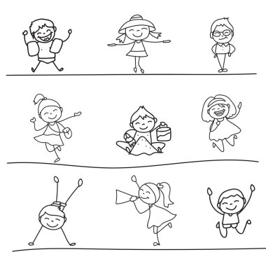 El çizimi mutlu çocuklar.