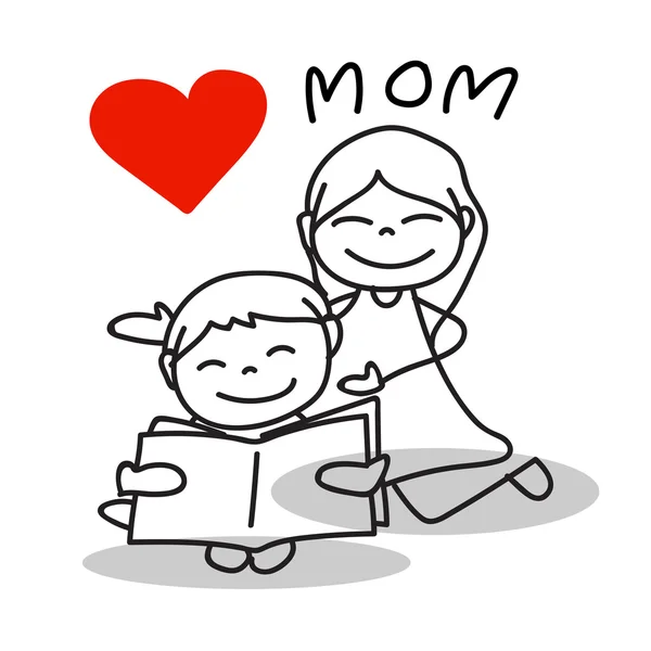 Mano dibujo dibujos animados amor mamá — Vector de stock