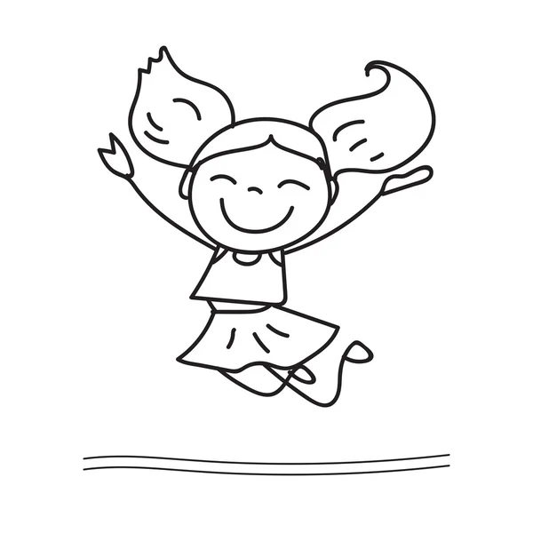 Mano dibujo feliz chica bailando — Vector de stock