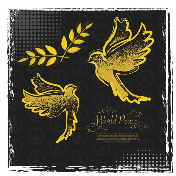 Cartel grunge del Día Internacional de la Paz — Vector de stock