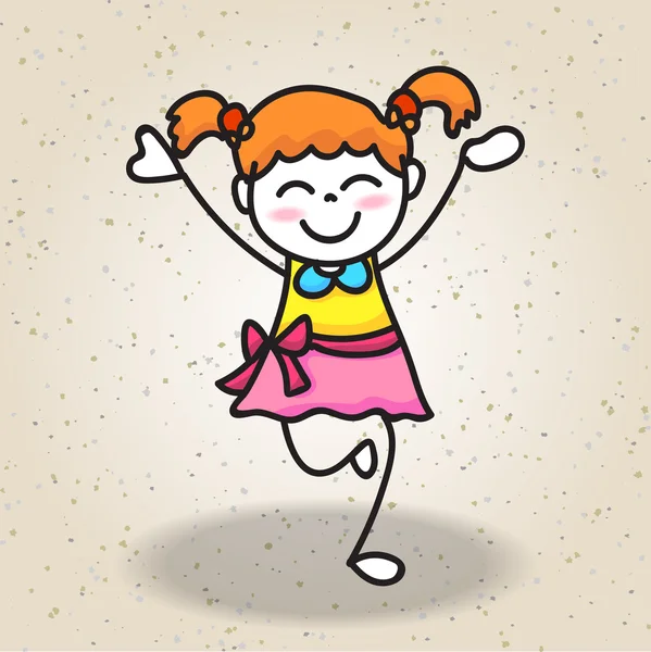 Ευτυχισμένος κορίτσι σχεδίων χαρακτήρα κινουμένων σχεδίων — Διανυσματικό Αρχείο