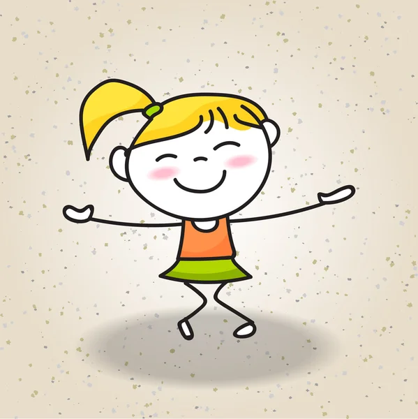 Chica feliz dibujo personaje de dibujos animados — Vector de stock