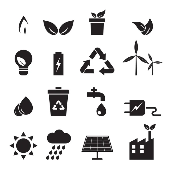 Ecology, energy, environment icons set — Stock Vector