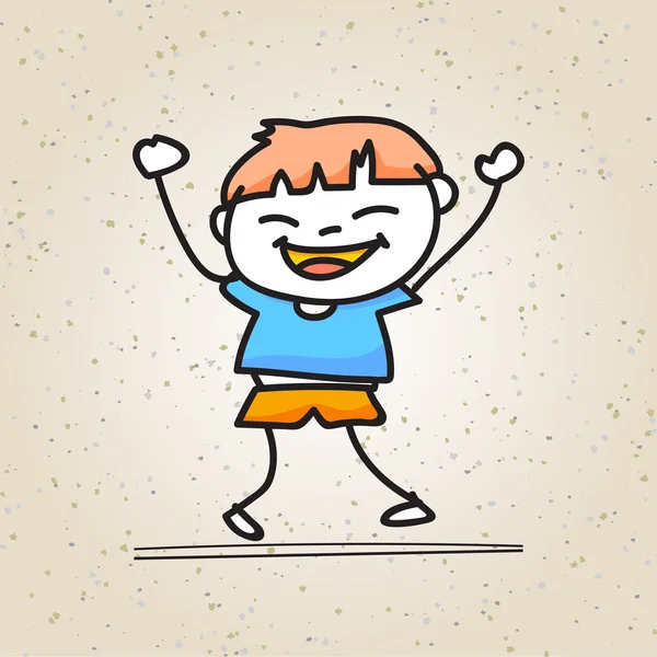 Niño feliz dibujo personaje de dibujos animados — Vector de stock