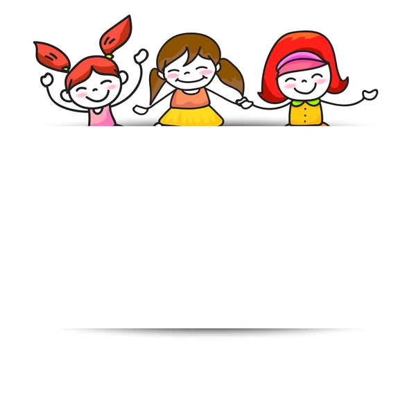 Girls with blank paper — Stock Vector