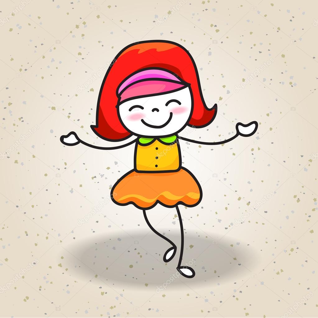 personnage de dessin animé dessin fille heureuse — Image vectorielle