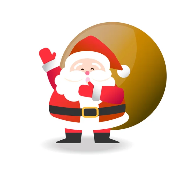 Glada jultomten med brun väska — Stock vektor