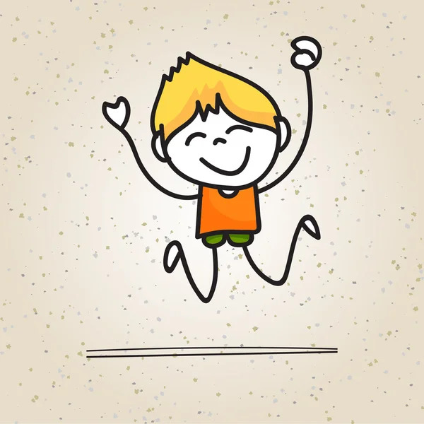 Niño feliz dibujo personaje de dibujos animados — Vector de stock