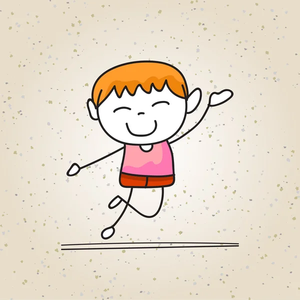Happy boy drawing cartoon character — Stock Vector