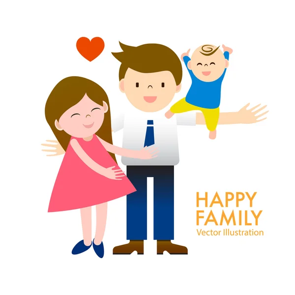 Kartun keluarga bahagia - Stok Vektor