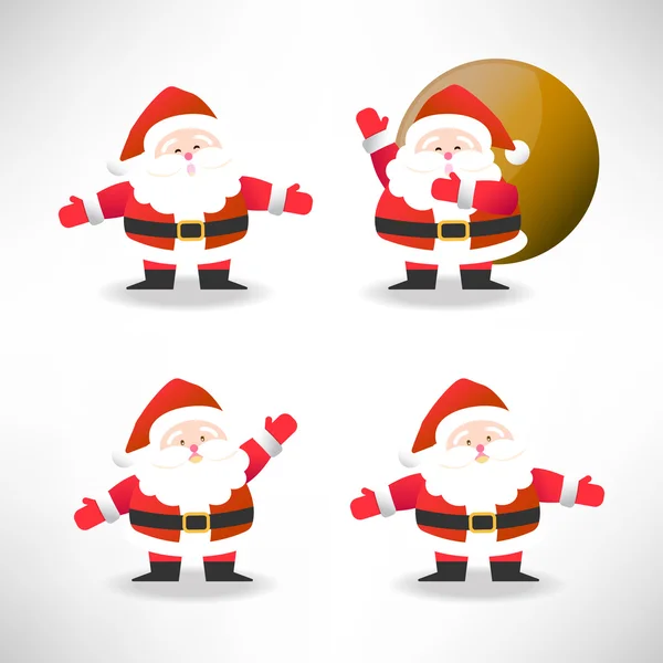 Santa Claus en acción diferente — Vector de stock