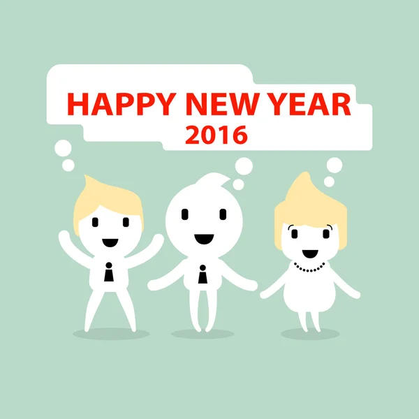 Mensen uit het bedrijfsleven groet Happy New Year — Stockvector