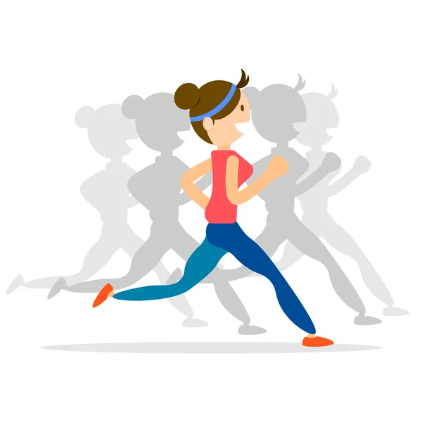 Жінка біжить, біжить, марафонський спорт — стоковий вектор