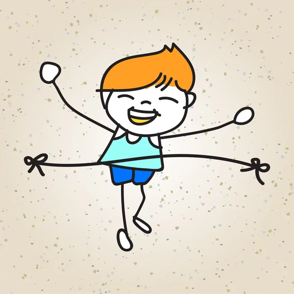 Cartoon happy kid running marathon — Stock Vector