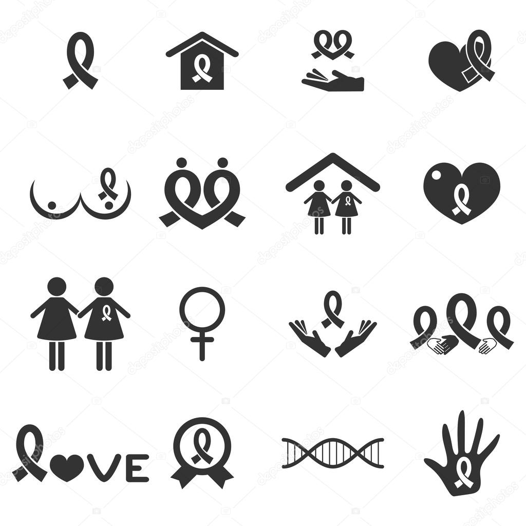 Love and medicine icons set