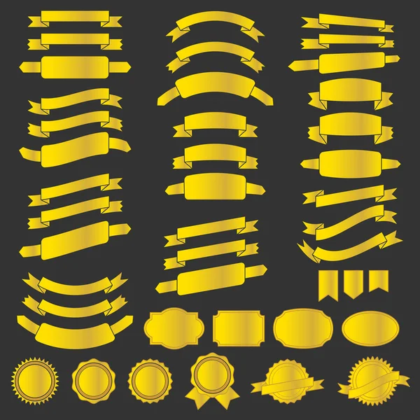 Rubans dorés et étiquettes éléments de design — Image vectorielle