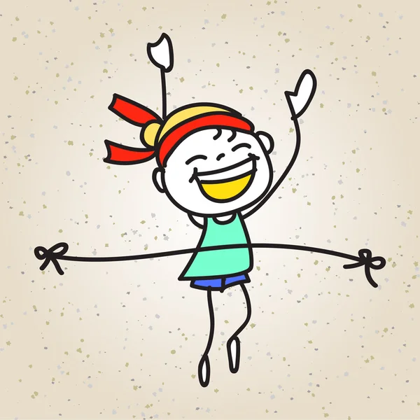 手描き漫画幸せな子供 — ストックベクタ