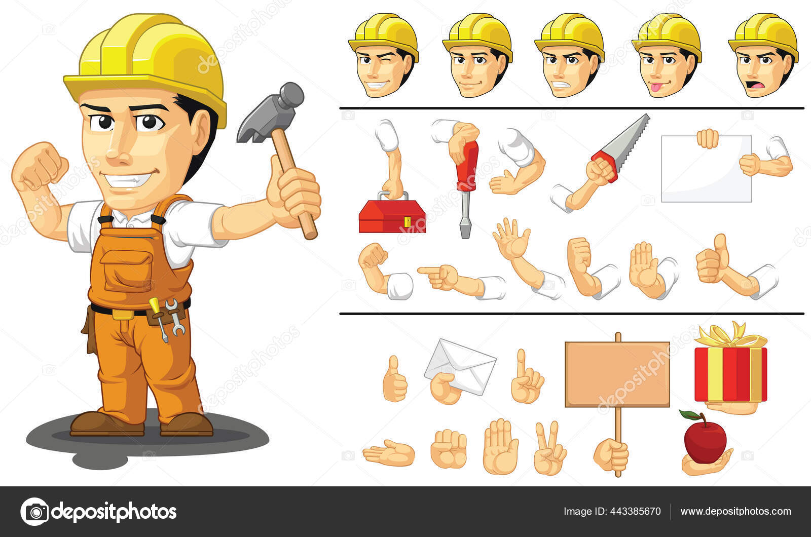 Cartoon construction worker Vector Art Stock Images | Depositphotos
