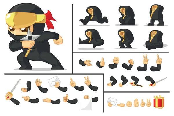 Mascotte Personnalisable Black Japanese Ninja Warrior — Image vectorielle