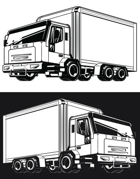 轮廓运输车物流货箱 — 图库矢量图片