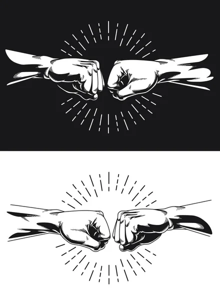 Silueta Bro Fist Bump Handshake Knuckle — Stockový vektor