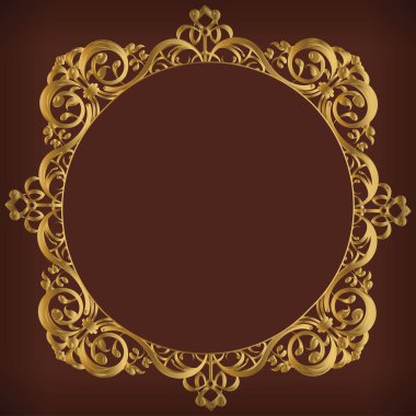 Çerçeve Dekoratif Daire Altın Süsleme Vintage Dekorasyonu 